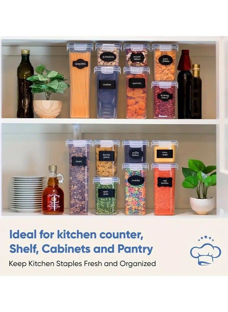MissTiara Airtight Food Storage Containers with Lids 16 Pack for Kitchen Organization - BPA Free Kitchen Canisters for Cereal, Rice, Flour & Oats - Free Measuring Spoon , Marker and 16 Labels 16 pcs Pack  - Image 2