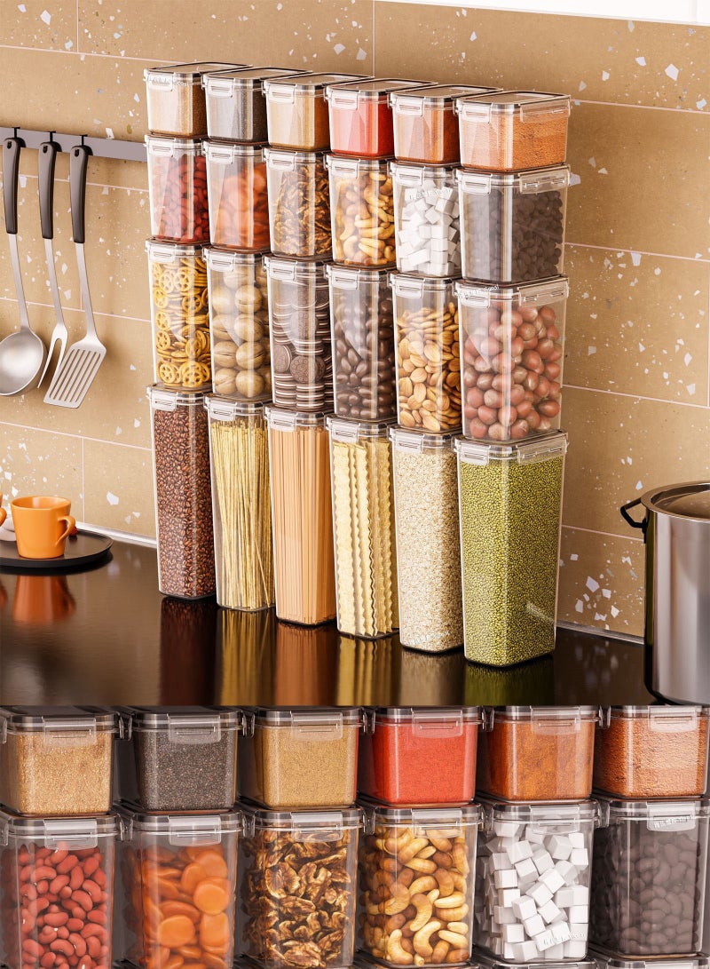 MissTiara Airtight Food Storage Containers with Lids 16 Pack for Kitchen Organization - BPA Free Kitchen Canisters for Cereal, Rice, Flour & Oats - Free Measuring Spoon , Marker and 16 Labels 16 pcs Pack  - Image 4