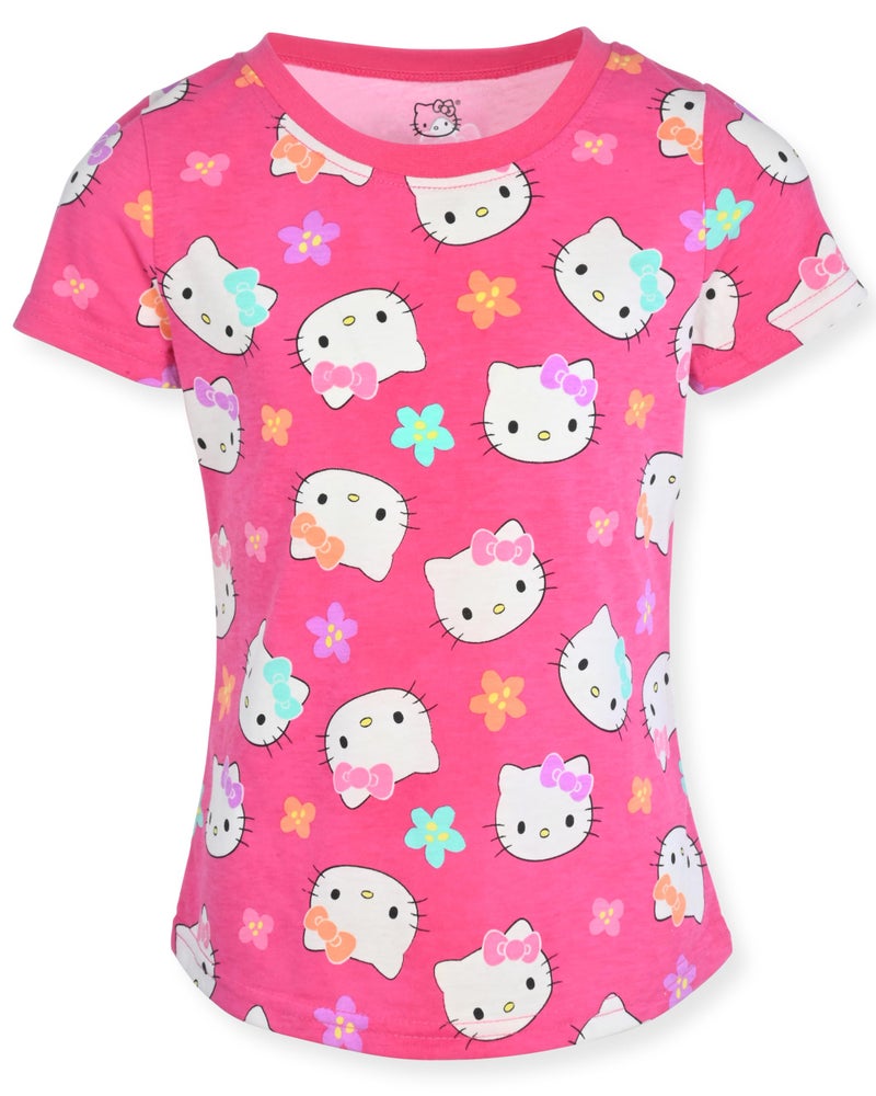Hello Kitty تي شيرت هالو كيتي 2 حزمة بأكمام قصيرة للفتيات، كورال-وردي - Image 3