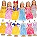 Lavwix 8 pcs American Doll Clothes Set for 18 inch Dolls Doll Clothing Outfits Include 6 Different Princess Dresses Crown Hair Bow Christmas Birthday Gift for Girls - Image 2