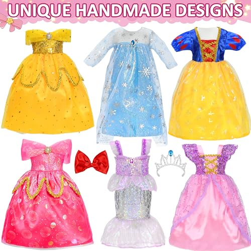 Lavwix 8 pcs American Doll Clothes Set for 18 inch Dolls Doll Clothing Outfits Include 6 Different Princess Dresses Crown Hair Bow Christmas Birthday Gift for Girls - Image 5