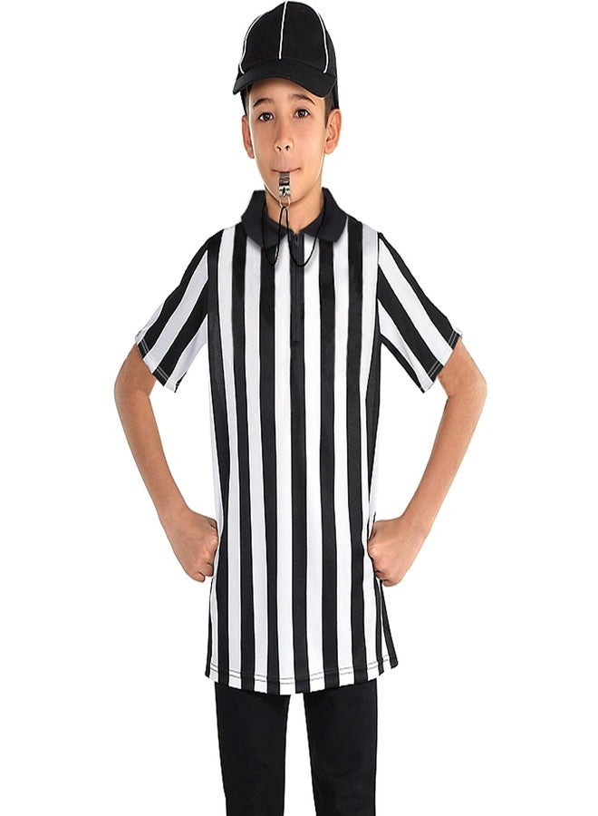 Thapower Children’s Referee Shirt Costume Kids Youth Black and White Stripe Ref Jersey Uniform for Basketball Football Hockey - Image 1