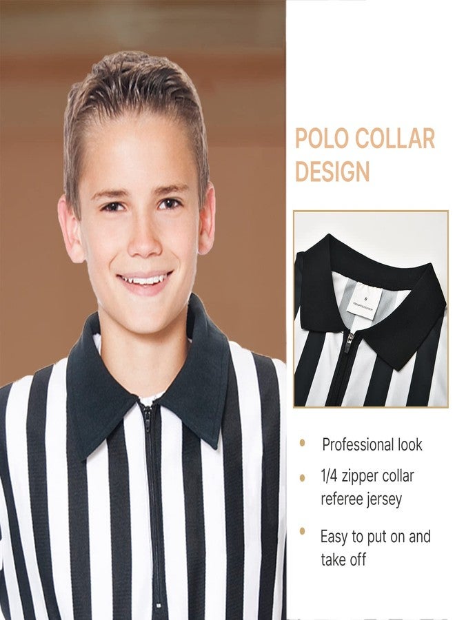 Thapower Children’s Referee Shirt Costume Kids Youth Black and White Stripe Ref Jersey Uniform for Basketball Football Hockey - Image 4