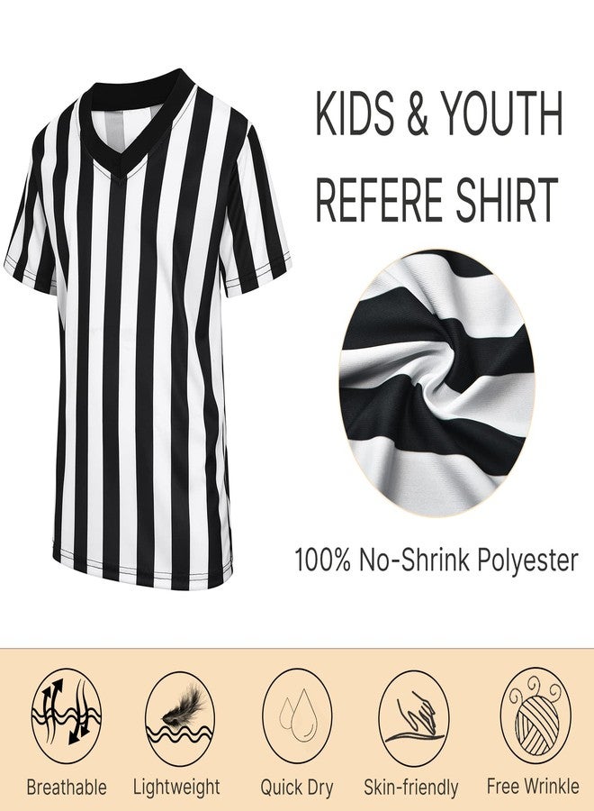 Thapower Children’s Referee Shirt Costume Kids Youth Black and White Stripe Ref Jersey Uniform for Basketball Football Hockey - Image 3