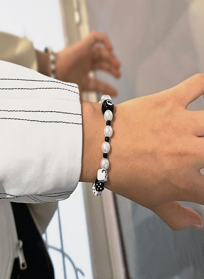 TUCEWP 8 Ball Bracelets Lucky Pool Ball Bracelet Gift for Billiards Lover Acrylic Dice Beads Stretch Bracelets Black Eight Ball Bracelets Punk Goth Billiard Bracelets for Men Women Pool Player Gift - Image 4
