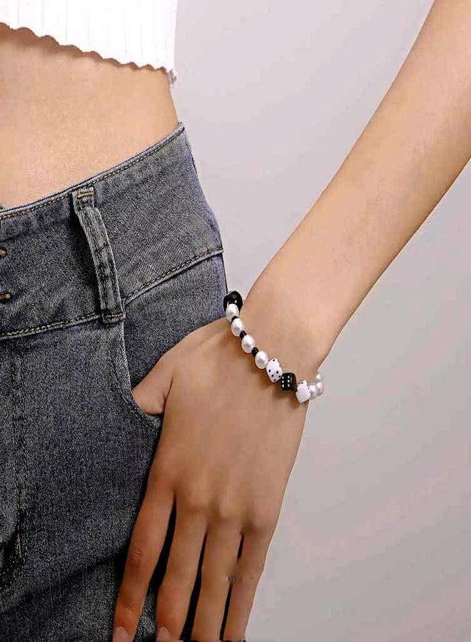 TUCEWP 8 Ball Bracelets Lucky Pool Ball Bracelet Gift for Billiards Lover Acrylic Dice Beads Stretch Bracelets Black Eight Ball Bracelets Punk Goth Billiard Bracelets for Men Women Pool Player Gift - Image 2