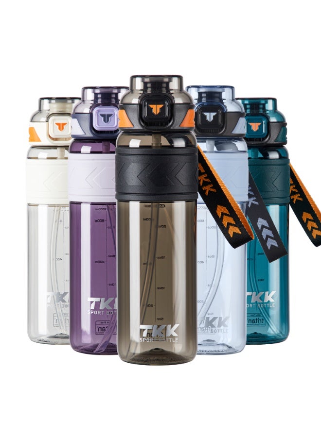 TKK 1000ml Tritan Plastic Water Bottle with Straw and BPA Free with Rope Easy to Carry | Black - Image 4