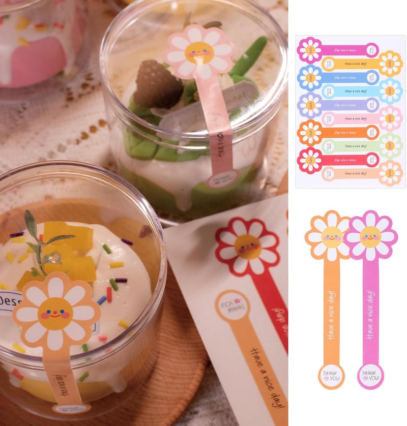 SWIUKPHE 300pcs Handmade Lollipop Baking Stickers, Long Label Sealing Stickers for Cake Box/Tins/Jars/Coffee Cups/Bottles, Self-Adhesive Bakery Stickers, Evident Seal Labels - Image 3