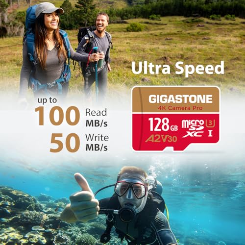 Gigastone [Gigastone] 128GB Micro SD Card, 4K Camera Pro for Security Camera, Wyze, DJI, Drone, Nintendo-Switch, R/W up to 100/50MB/s MicroSDXC Memory Card UHS-I U3 A2 V30 - Image 2
