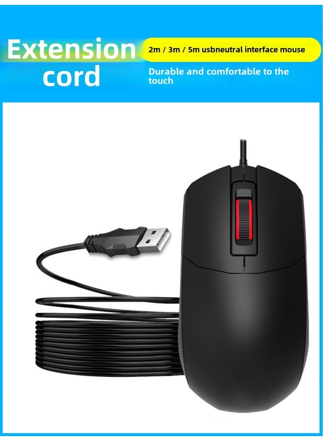Computer Desktop Wired USB Cable Extension Mouse 2/3/5 Meter Line 2-3 Meter Extension Line Ultra-long Home Mouse-Color:Zero Usb Universal Interface— 5m Cable Mouse Black-Interface:Official Standard - Image 2