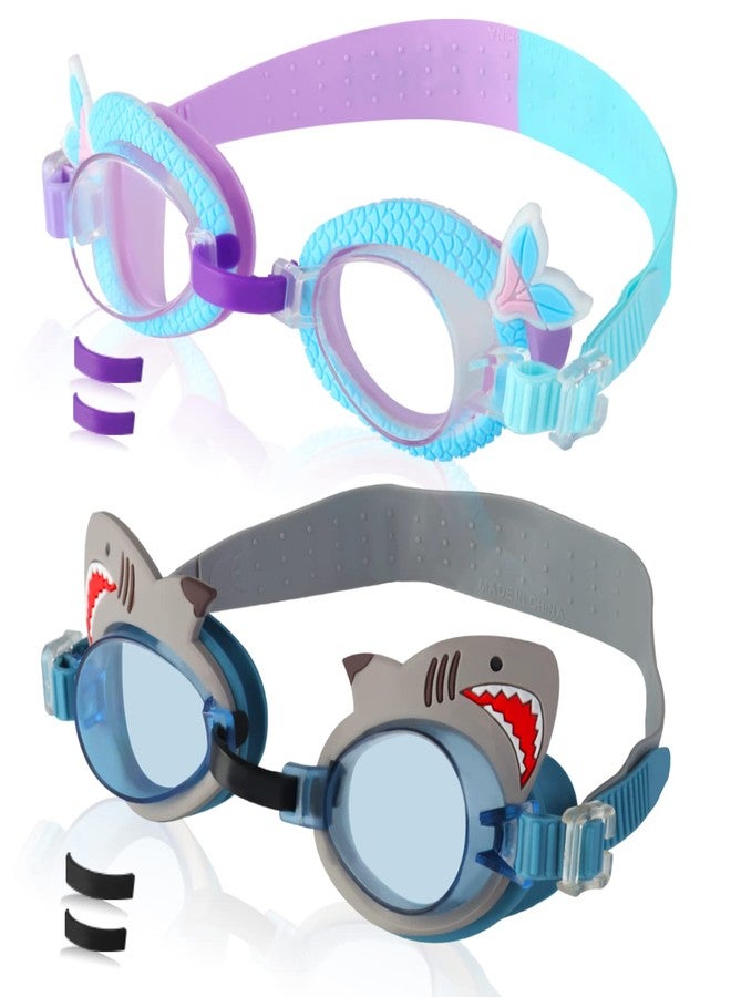Tsctswk 2 Pack Kids Swim Goggles No Leaking, Anti Fog Waterproof Swimming Goggles for Boys and Girls Ages 2-12, Toddler Adjustable Nose Bridge UV Protection Outdoor Pool Gear - Image 1