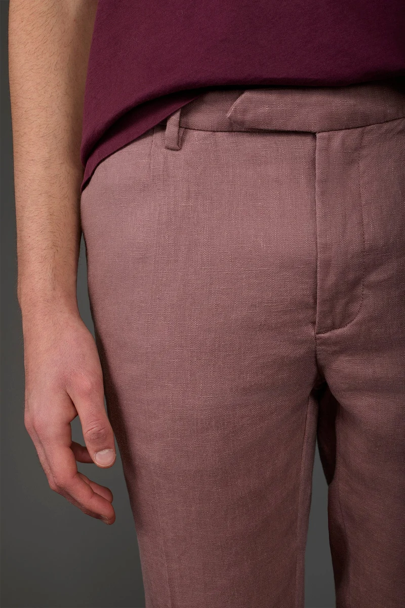 Doppelganger Pink Men's trousers with two small pleats and concealed button - Antique Rose for Men | Best Price UAE