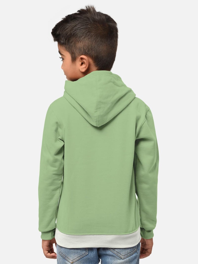 HELLCAT Printed Cotton Blend Full Sleeve Hoodie T-Shirt Jogger Trackpant Clothing Set for Boys Green/Dark Grey 15-16 Years - Image 4