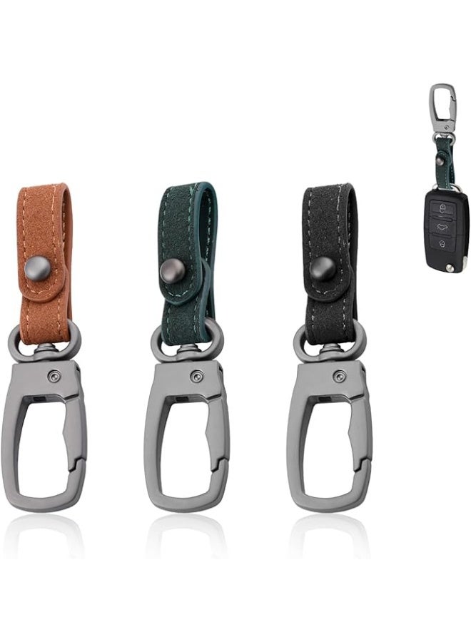 JOGAMS 3Pcs Leather Keychain Set 360° Rotatable Swivel Key Ring with Anti Lost D Ring Personalized Car Key Fob Holder for Men and Women - Image 1