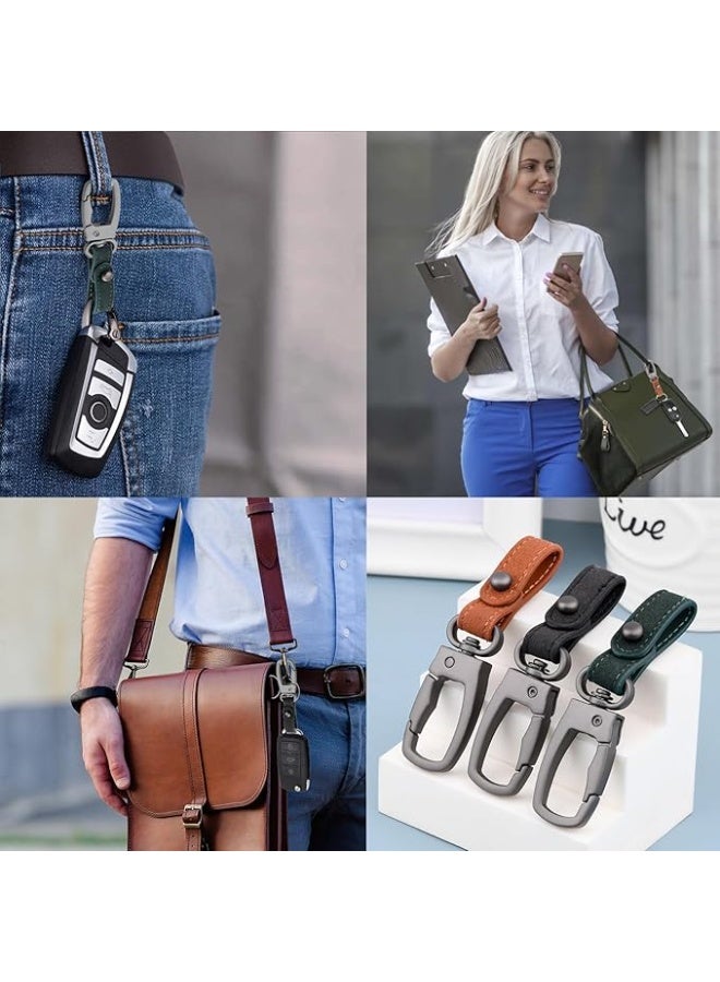 JOGAMS 3Pcs Leather Keychain Set 360° Rotatable Swivel Key Ring with Anti Lost D Ring Personalized Car Key Fob Holder for Men and Women - Image 5