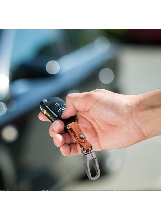 JOGAMS 3Pcs Leather Keychain Set 360° Rotatable Swivel Key Ring with Anti Lost D Ring Personalized Car Key Fob Holder for Men and Women - Image 4