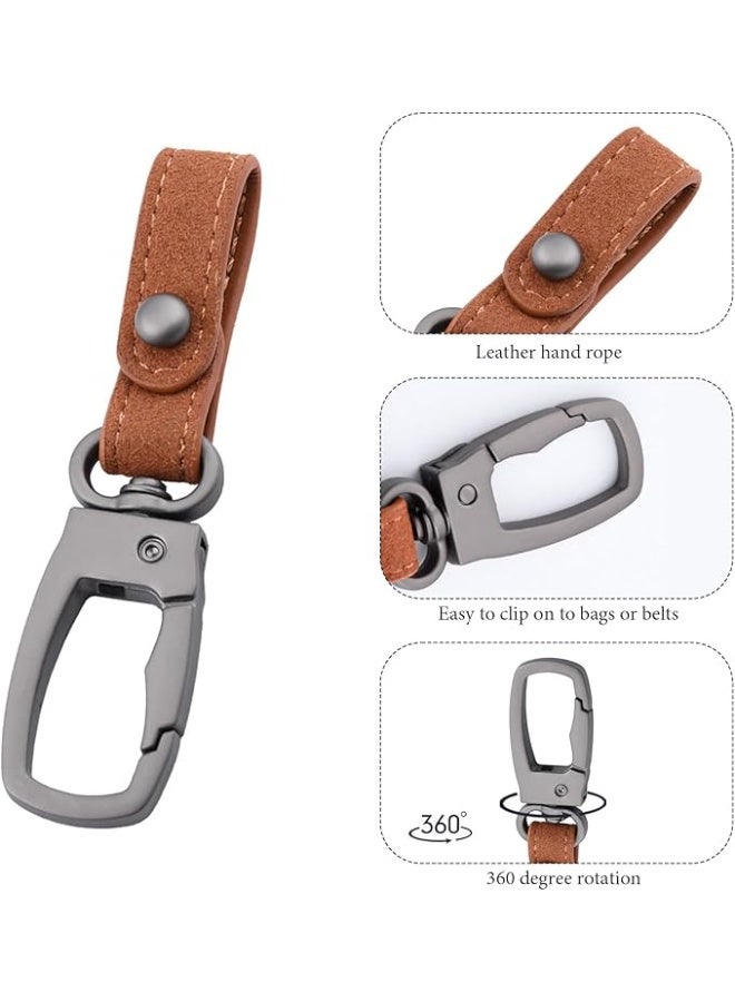 JOGAMS 3Pcs Leather Keychain Set 360° Rotatable Swivel Key Ring with Anti Lost D Ring Personalized Car Key Fob Holder for Men and Women - Image 2