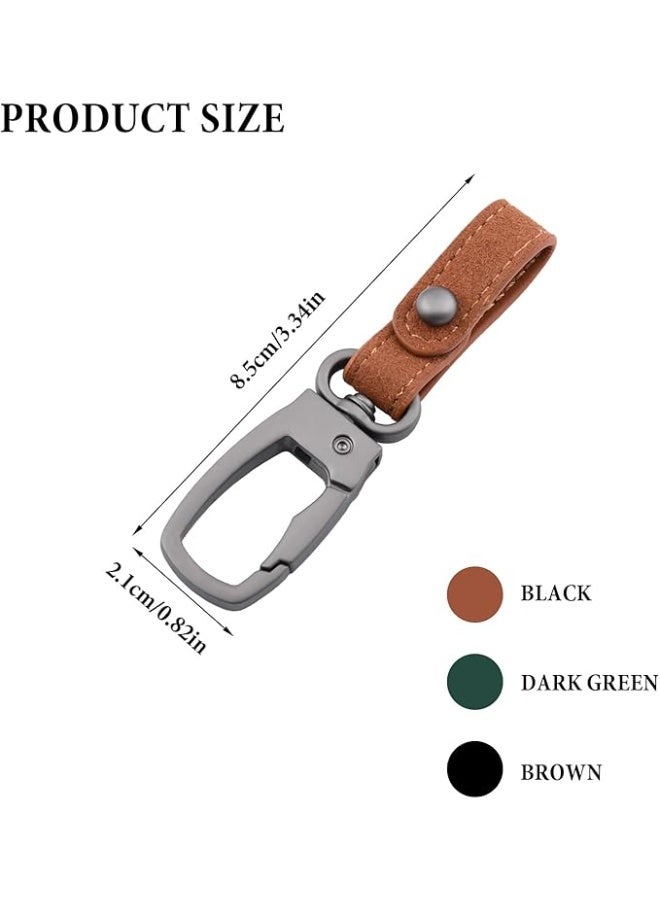 JOGAMS 3Pcs Leather Keychain Set 360° Rotatable Swivel Key Ring with Anti Lost D Ring Personalized Car Key Fob Holder for Men and Women - Image 3