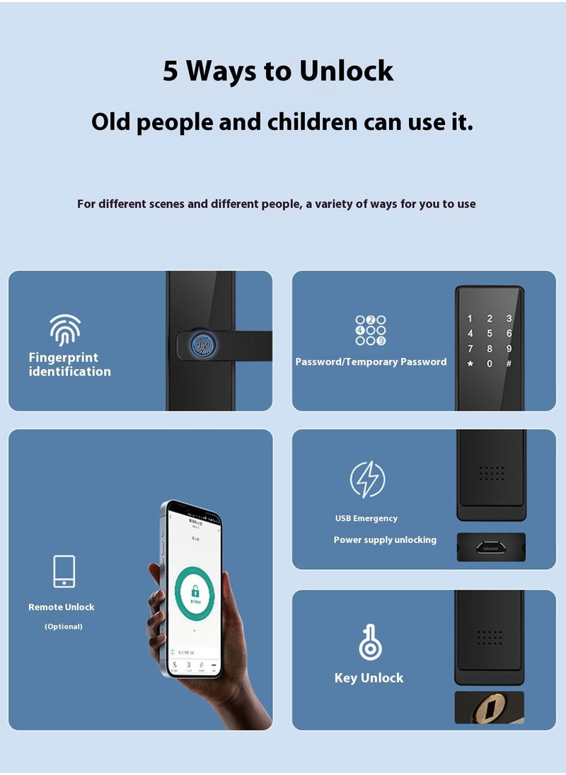 Sharpdo - Smart Home Fingerprint/Password/Swipe/Key Smart Lock for Indoor Bedrooms and Offices - Image 1