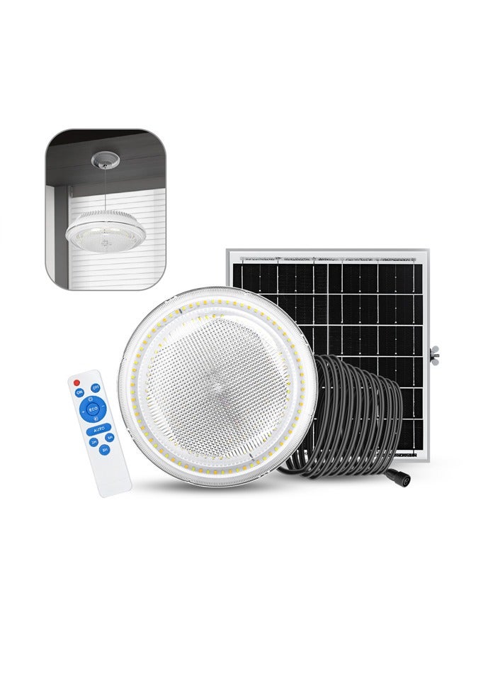 MODI Solar Ceiling/Pendant Light Indoor/Outdoor, 3 Mode - 3000K,4000K,6500K Dimmable, Remote Control, 10M Cable, Cool/Warm/Cool + Warm White - Solar Barn Light for Patio, Warehouse, Villa (200W)  - Image 1