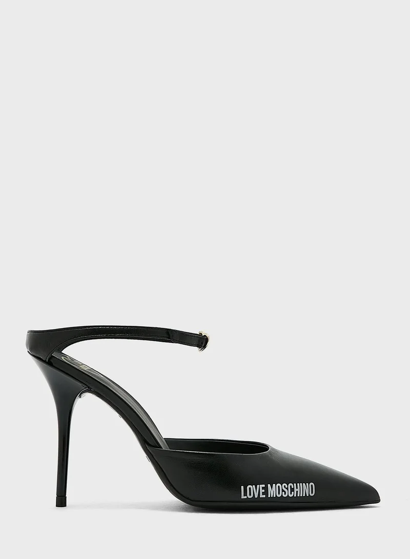 Love Moschino Logo Detail Ankle Strap Pumps