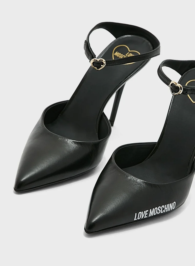 Love Moschino Logo Detail Ankle Strap Pumps
