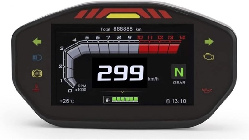 QASULER Universal Motorcycle LCD TFT Digital Speedometer - Image 1