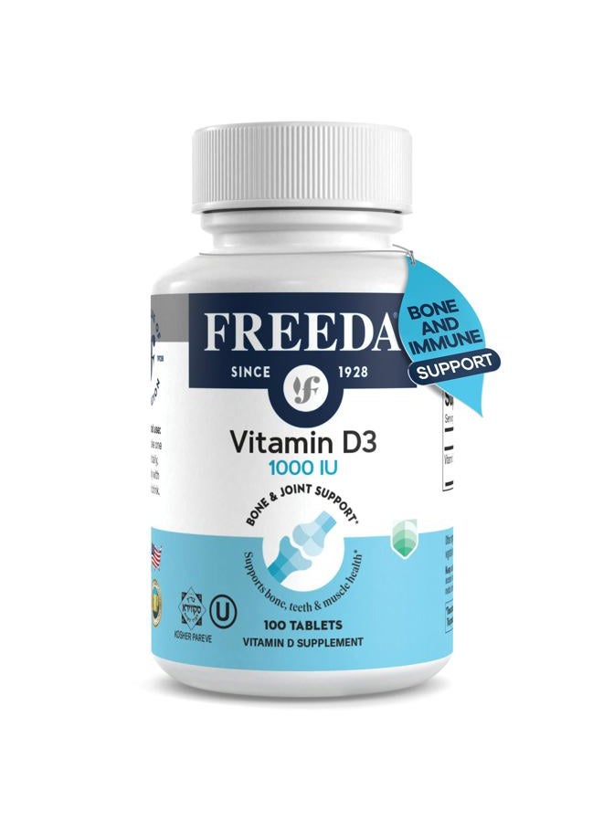 Freeda Vitamin D3-1000 IU - Pure High Potency Kosher Supplement Tablets - Bone and Muscle Health, Calcium Absorption, Immune Support for Men and Women* - 100 Count - Image 1