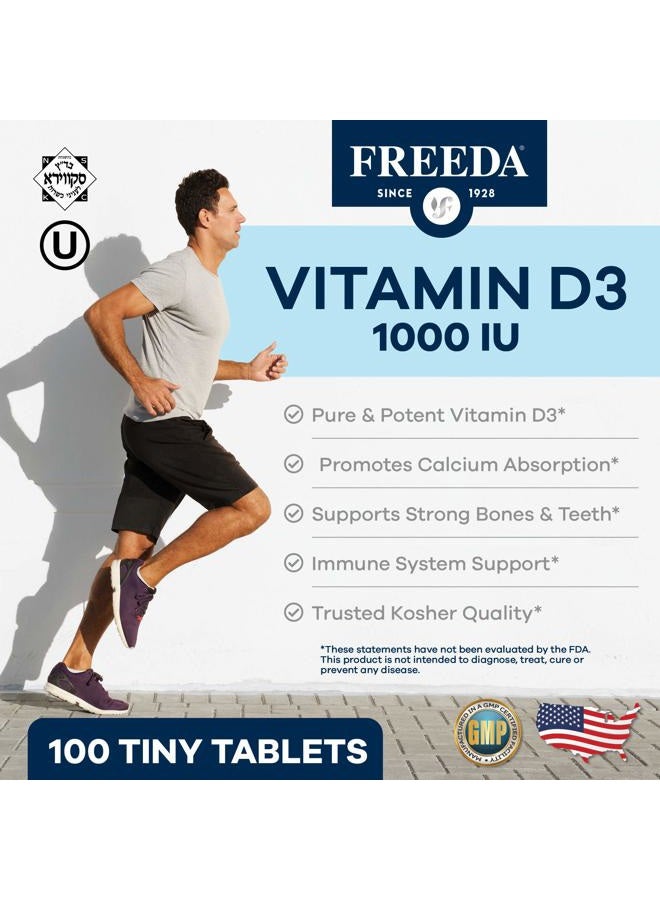 Freeda Vitamin D3-1000 IU - Pure High Potency Kosher Supplement Tablets - Bone and Muscle Health, Calcium Absorption, Immune Support for Men and Women* - 100 Count - Image 2