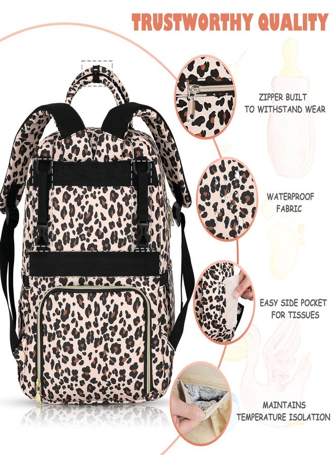 Tenot Baby Diaper Bag Backpack Travel Diaper Bags for Baby Girl Boy Large Capacity Baby Bag Backpack for Women Leopard Print - Image 5
