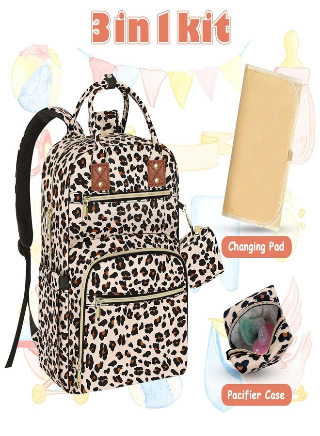 Tenot Baby Diaper Bag Backpack Travel Diaper Bags for Baby Girl Boy Large Capacity Baby Bag Backpack for Women Leopard Print - Image 3
