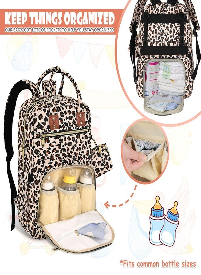 Tenot Baby Diaper Bag Backpack Travel Diaper Bags for Baby Girl Boy Large Capacity Baby Bag Backpack for Women Leopard Print - Image 4