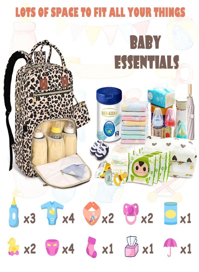 Tenot Baby Diaper Bag Backpack Travel Diaper Bags for Baby Girl Boy Large Capacity Baby Bag Backpack for Women Leopard Print - Image 2