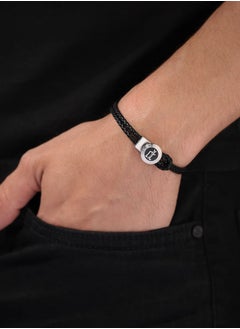 POLICE Infiniti Bracelet Black Double Tour Leather with Antique Disc and Iconic P EmblemMen's Bold Statement Style  - Image 4