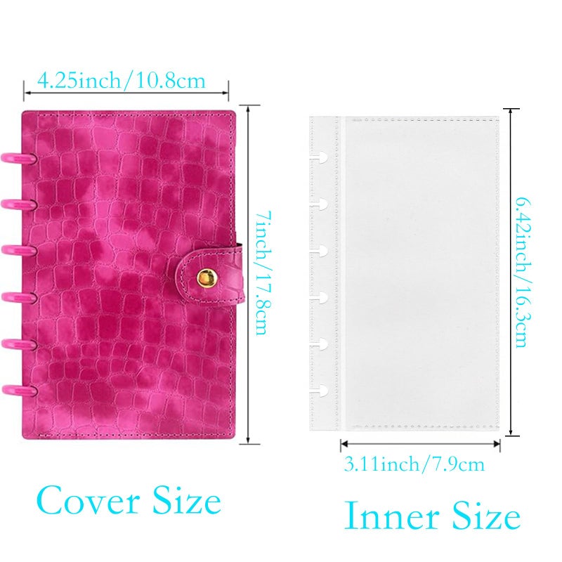 ANNIKEEY 20 Clear PP Pockets Discbound Currency Collection Album, Inner 6.42 x 3.11 Inches, Handmade PU Leather Cover with Button Closure, Protective Case for Banknotes/Stamps/Dollars (Pink) - Image 3