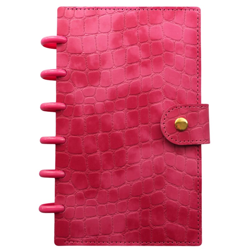 ANNIKEEY 20 Clear PP Pockets Discbound Currency Collection Album, Inner 6.42 x 3.11 Inches, Handmade PU Leather Cover with Button Closure, Protective Case for Banknotes/Stamps/Dollars (Pink) - Image 1