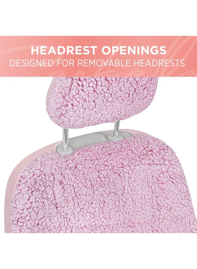 Carbella Plush Sherpa Fleece Car Seat Covers, 2 Pack Pink Seat Cover for Cars with Soft Cushioned Touch, Cute Automotive Interior Protector for Trucks Van SUV - Image 5