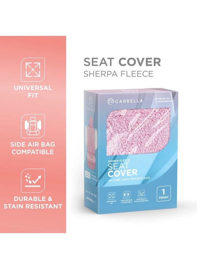 Carbella Plush Sherpa Fleece Car Seat Covers, 2 Pack Pink Seat Cover for Cars with Soft Cushioned Touch, Cute Automotive Interior Protector for Trucks Van SUV - Image 2