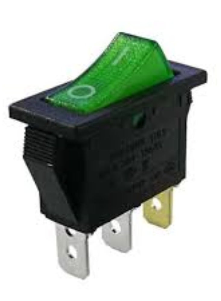 KNP Rocker On/Off Mini Boat Switch in Green is a compact and durable switch designed for marine and outdoor applications. - Image 1