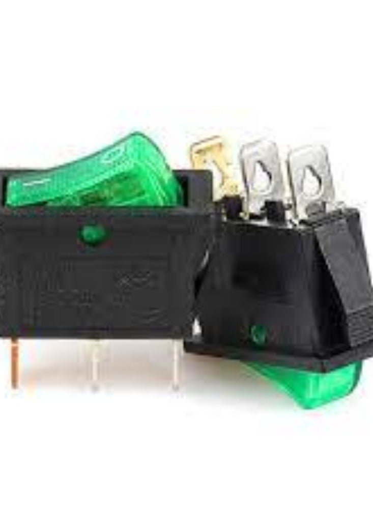KNP Rocker On/Off Mini Boat Switch in Green is a compact and durable switch designed for marine and outdoor applications. - Image 2