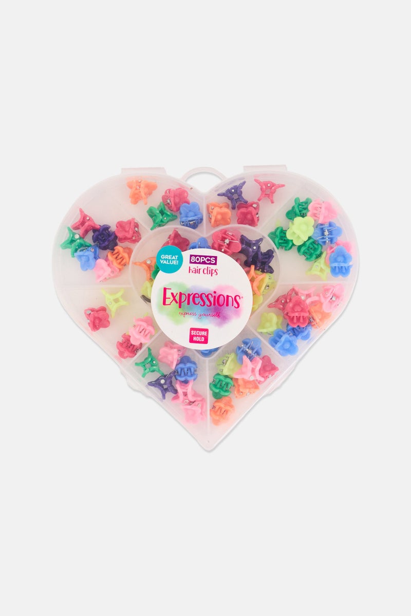 Expressions Kids Girl 80 Pieces Mini Jaw Hair Clips, Multicolor - Image 1