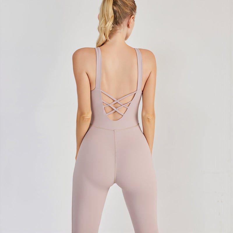 Yoga Jumpsuit for Women Nylon Soft High Stretch Butt Lifter Dance S Black - Image 5