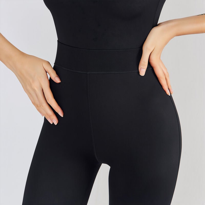 Yoga Jumpsuit for Women Nylon Soft High Stretch Butt Lifter Dance S Black - Image 4