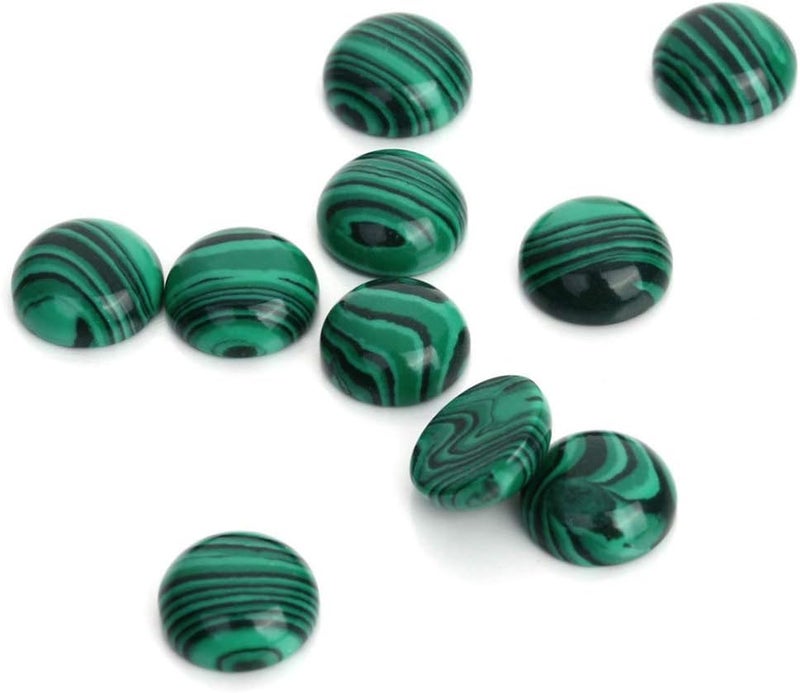 comfrt 20pcs Natural Half Round Flat Back Cabochons Stones Beads Malachite Semi Precious Gemstones Dome Cameos for Jewelry Making 8mm - Image 4