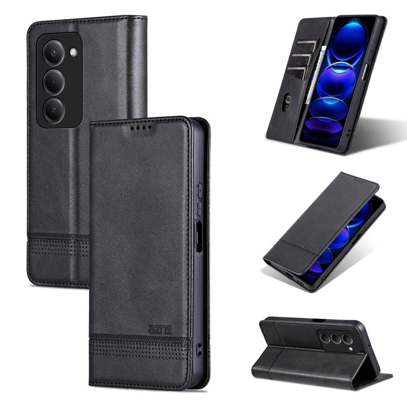 erorex For Redmi 15 5G Global / 15 4G Sea 169.5Mm Magnetic Calf Texture Flip Leather Phone Case(Black) - Image 1