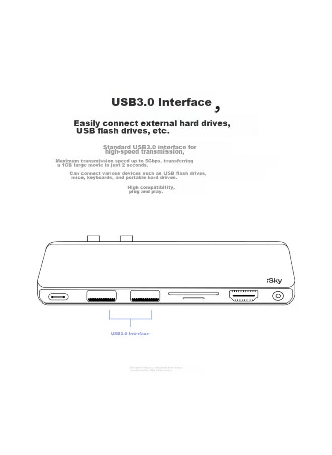isky Isky Microsoft Surface Pro 9/10/11 Docking Station, Usb-c Converter, Thunderbolt 4 High-speed Transfer, Hdmi 4k High-definition Screen Casting And Projection Connector, Usb 3.0 Expansion Dock  - Image 3