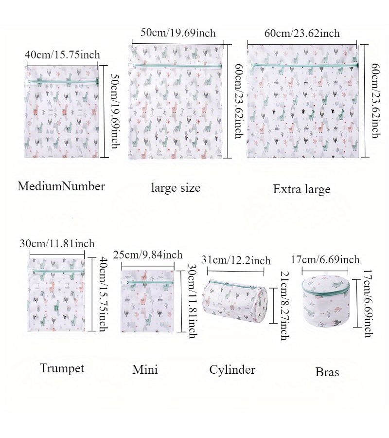 Small Fine Mesh Laundry Bag with Alpaca Pattern On Blue 11.81x15.75 Inch - Image 4