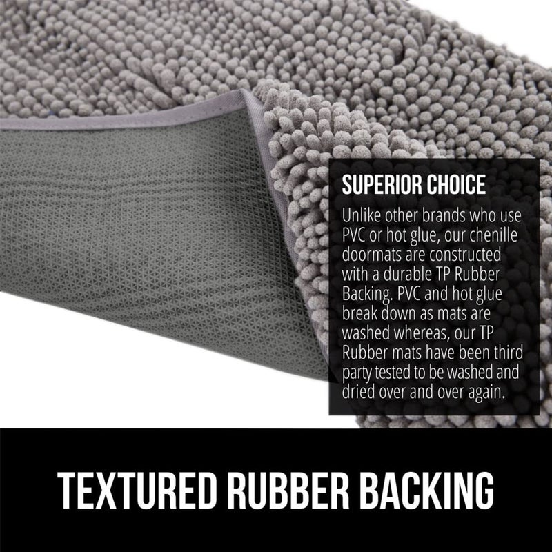 GORILLA GRIP SoakSTOPPER Dog Door Mat, 30x20 Machine Washable Rug Absorbent Doormat Captures Moisture Mud Dirt, Quick Dry Soft Chenille Entryway Rugs Indoor Entrance Mats for Dog Paws, Grey - Image 5