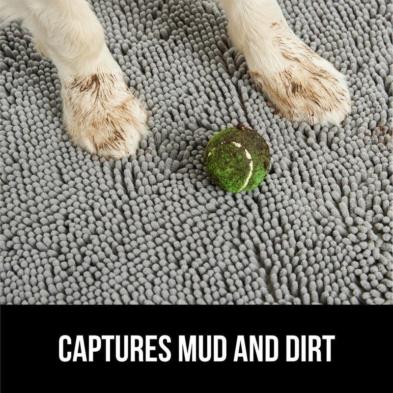 GORILLA GRIP SoakSTOPPER Dog Door Mat, 30x20 Machine Washable Rug Absorbent Doormat Captures Moisture Mud Dirt, Quick Dry Soft Chenille Entryway Rugs Indoor Entrance Mats for Dog Paws, Grey - Image 3