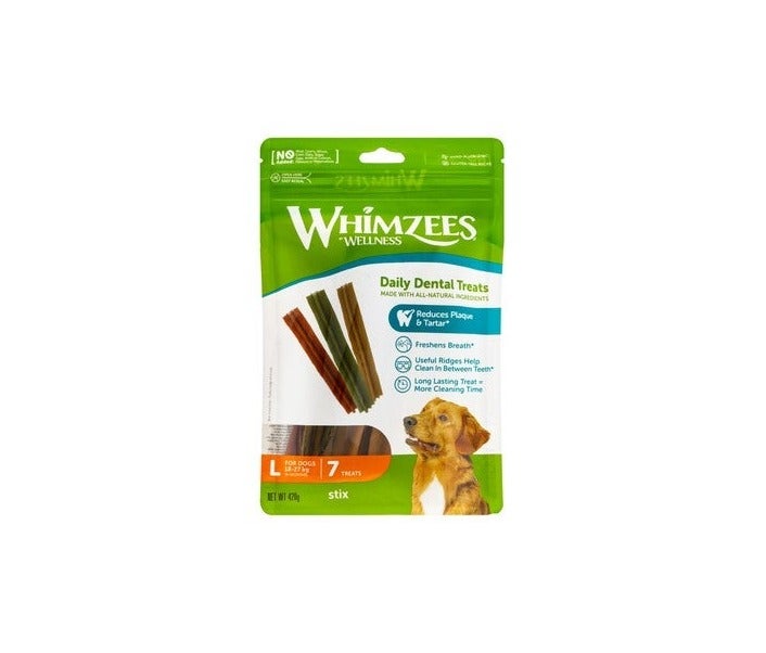 Whimzees Dental Stick Treats for Large Breed Dogs (18-27kg) (7 Pieces) , 420 gr